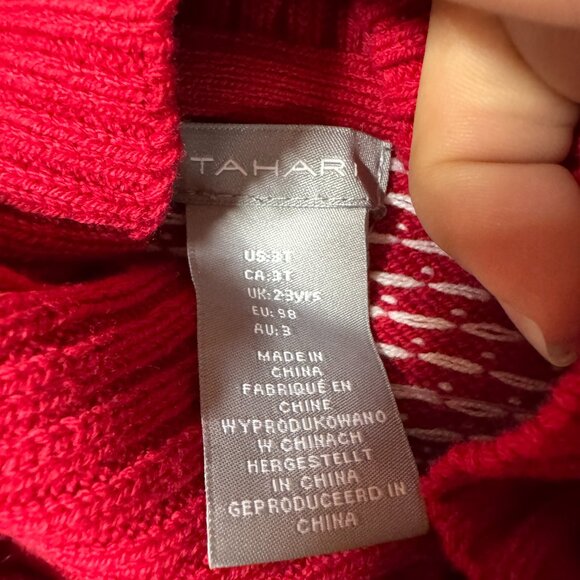Tahari Snowflake Winter Fair Isle Red Pullover Ski Sweater Size 3T NEW WITH TAG - Picture 5 of 6